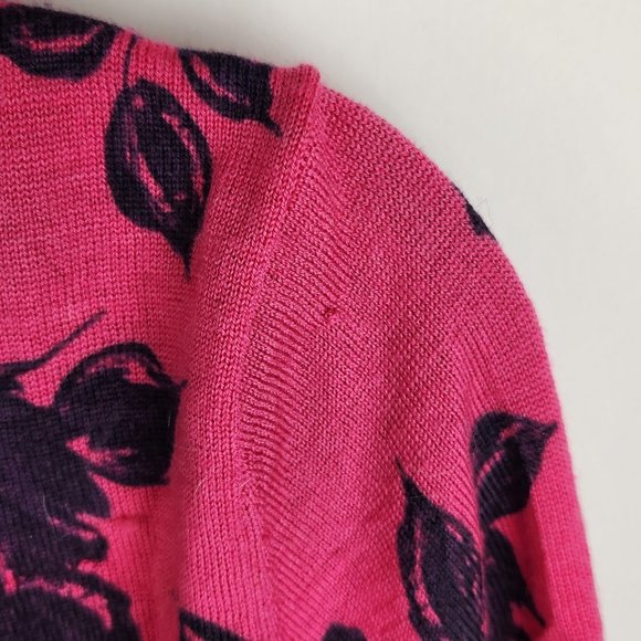 Garnet Hill 100% Merino Wool Lightweight Floral Button Front Cardigan M Flawed - Picture 9 of 9